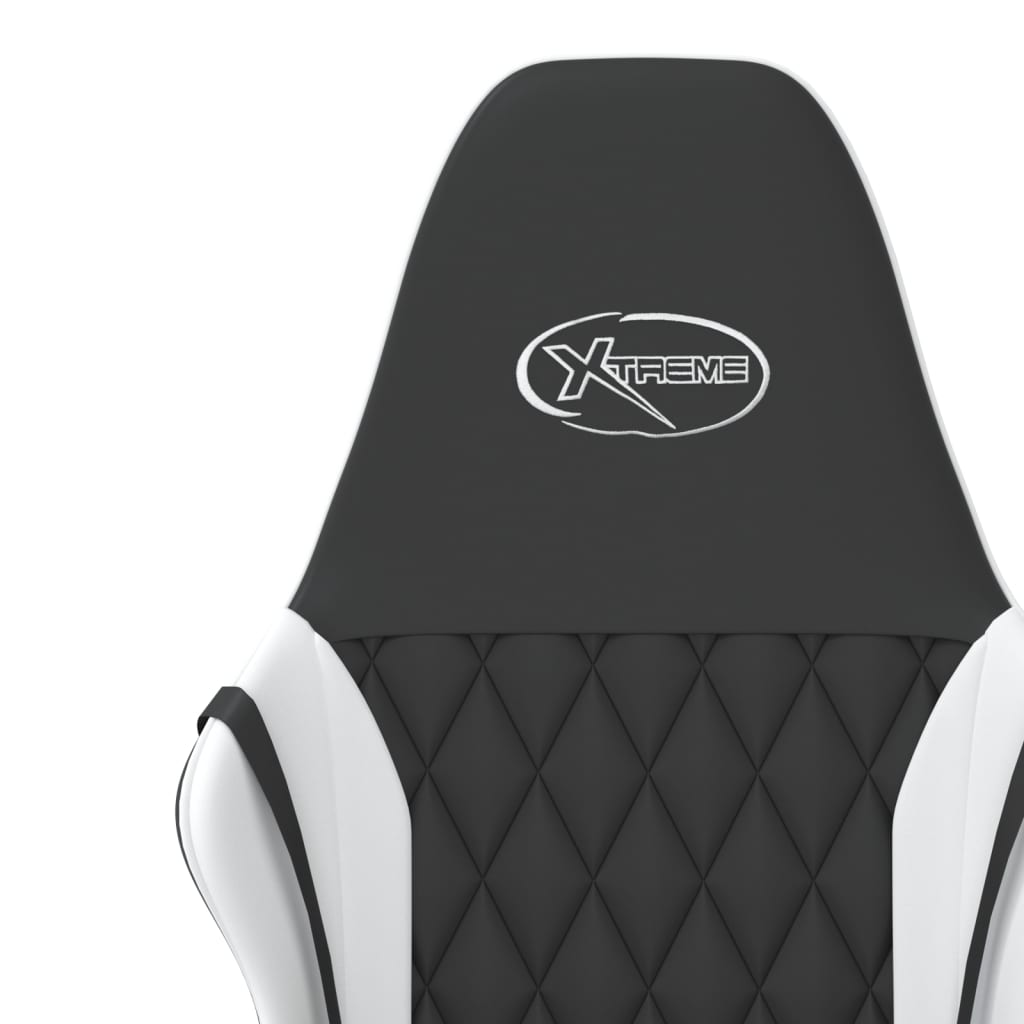 vidaXL Silla gaming cuero sintético negro y blanco