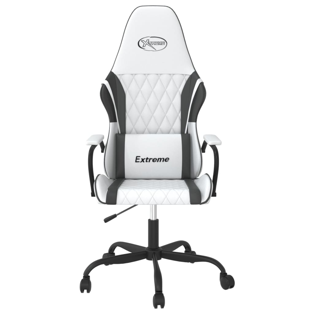 vidaXL Silla gaming cuero sintético blanco y negro