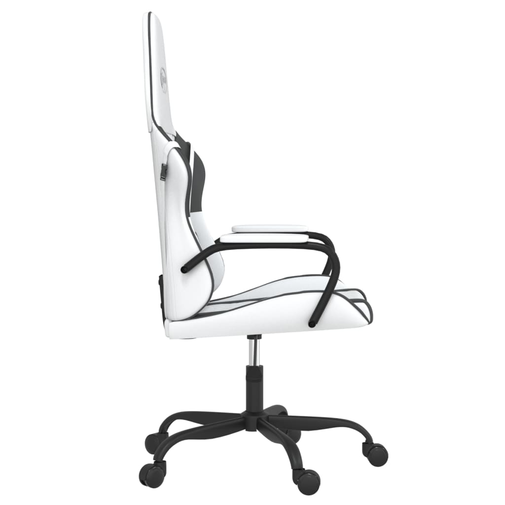 vidaXL Silla gaming cuero sintético blanco y negro