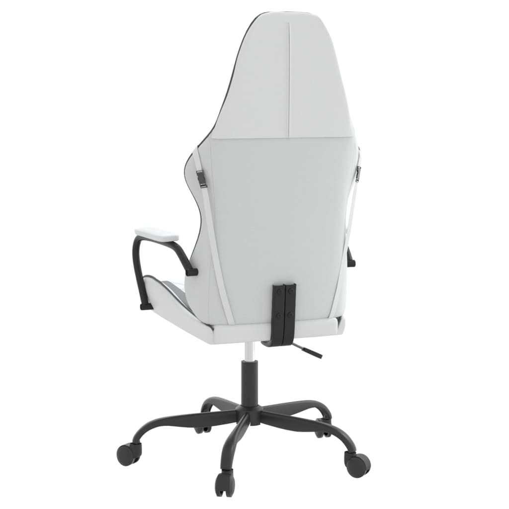 vidaXL Silla gaming cuero sintético blanco y negro