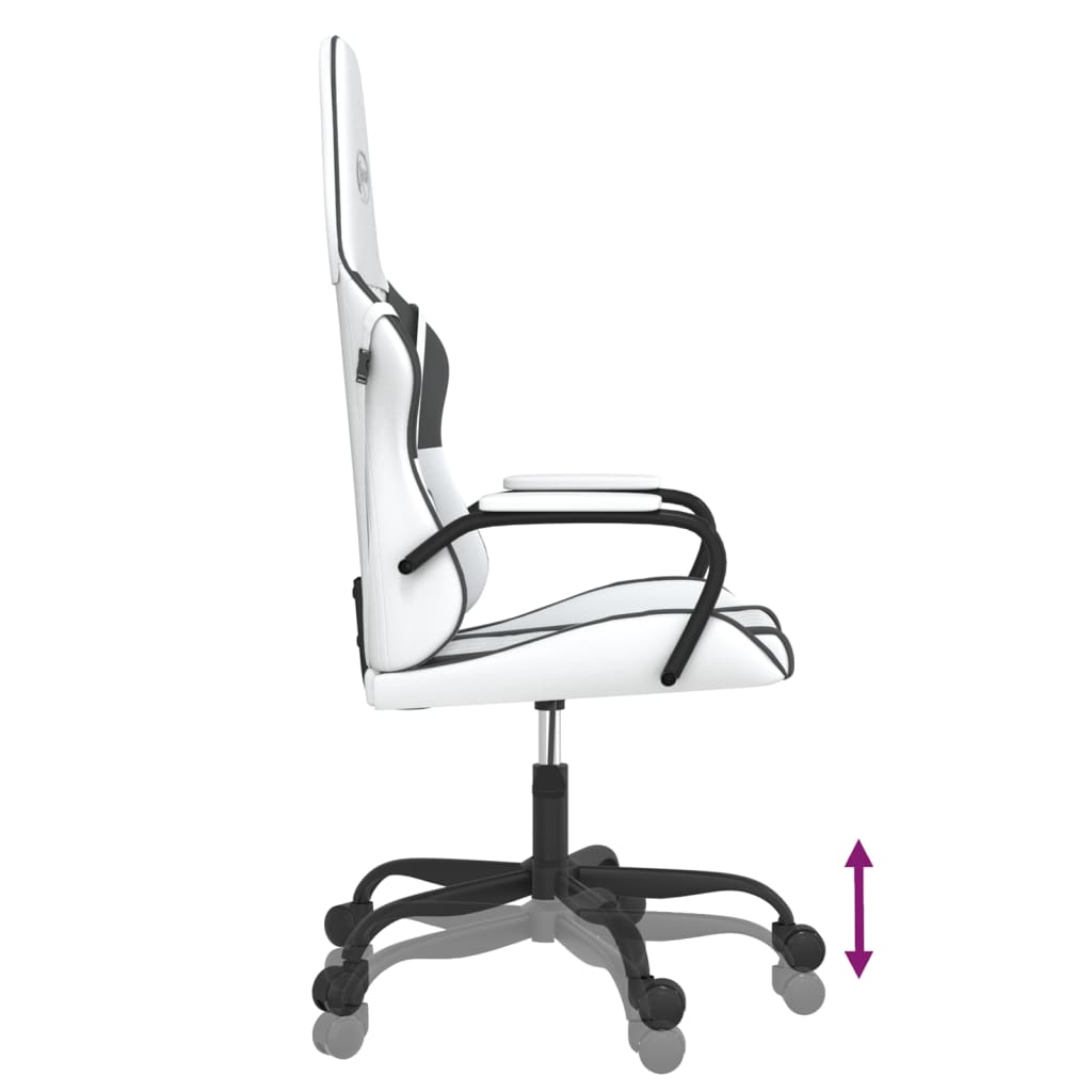 vidaXL Silla gaming cuero sintético blanco y negro