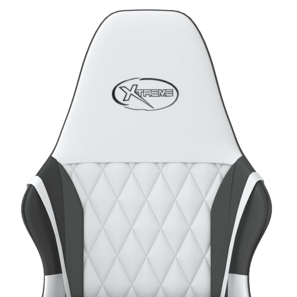 vidaXL Silla gaming cuero sintético blanco y negro