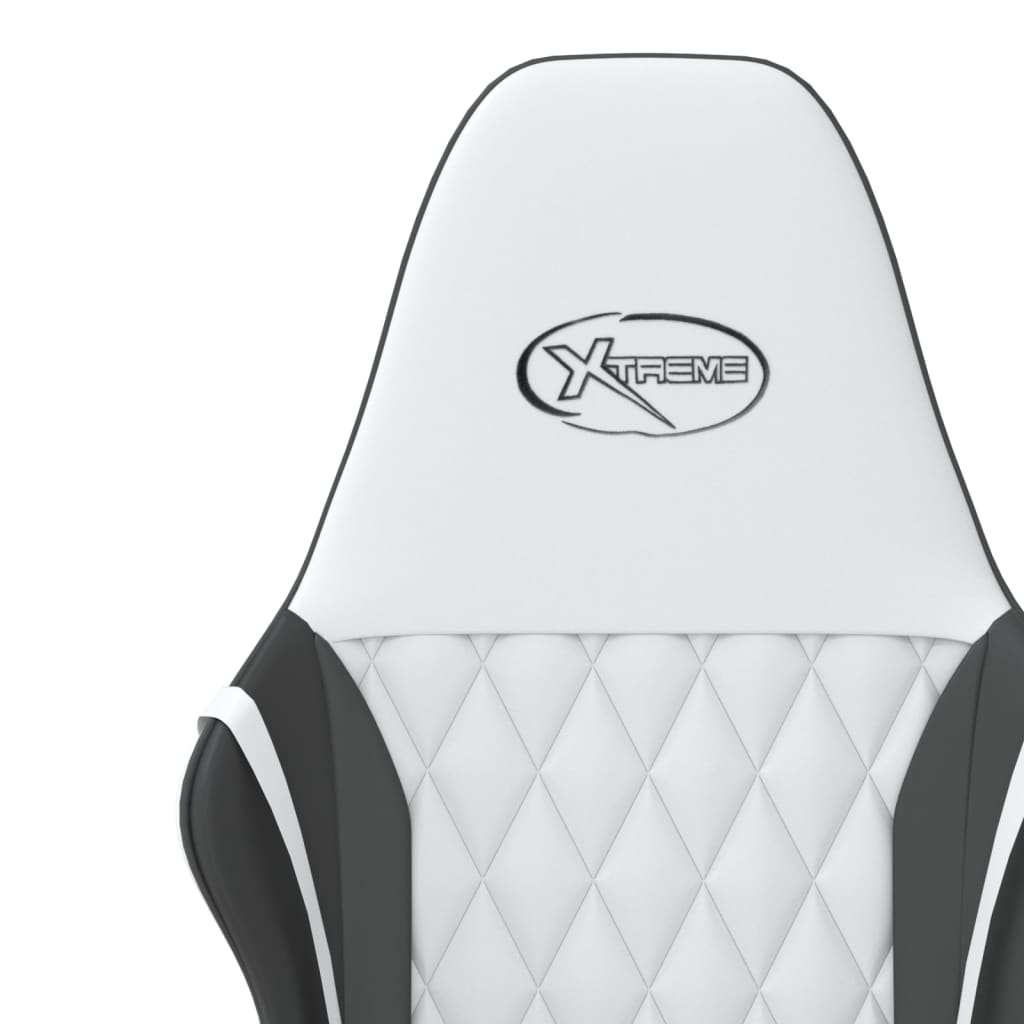 vidaXL Silla gaming cuero sintético blanco y negro