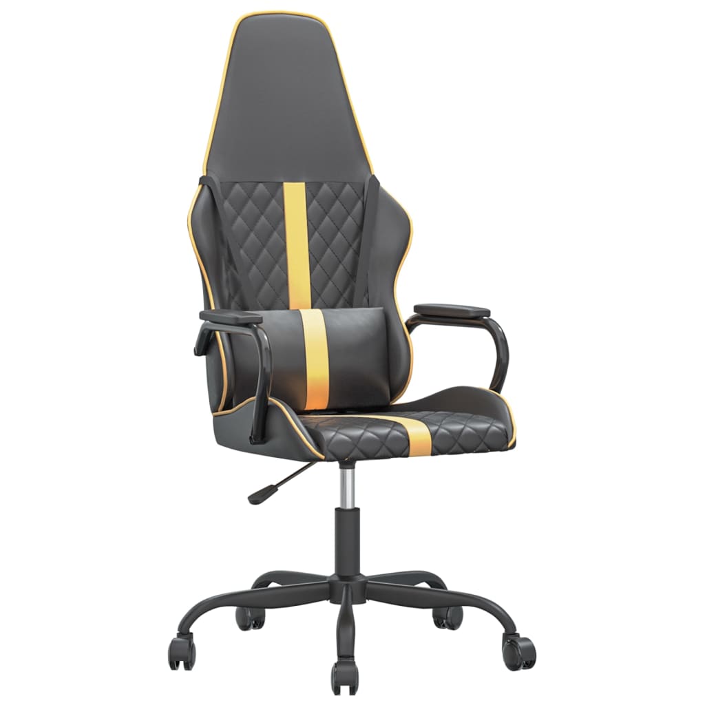 vidaXL Silla gaming cuero sintético negro y dorado