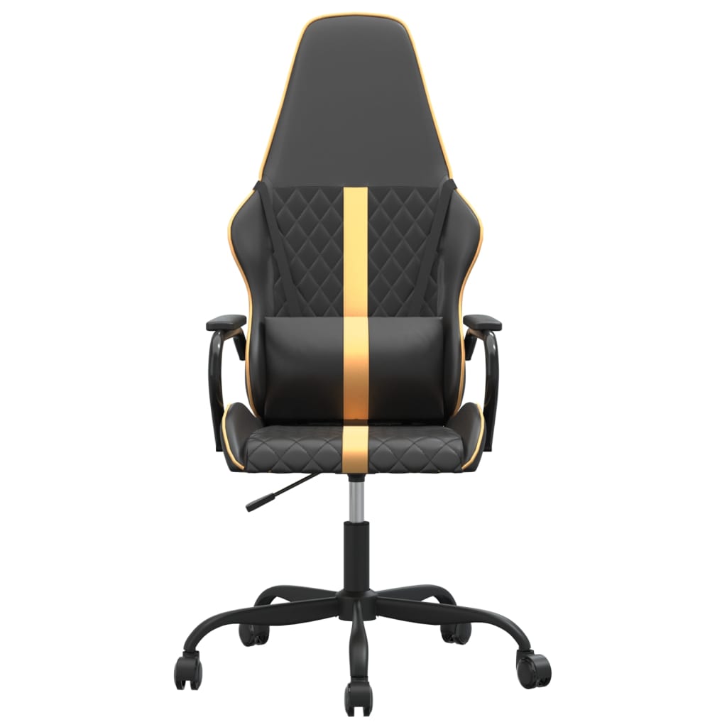 vidaXL Silla gaming cuero sintético negro y dorado