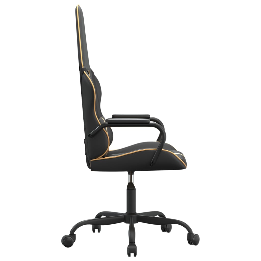 vidaXL Silla gaming cuero sintético negro y dorado