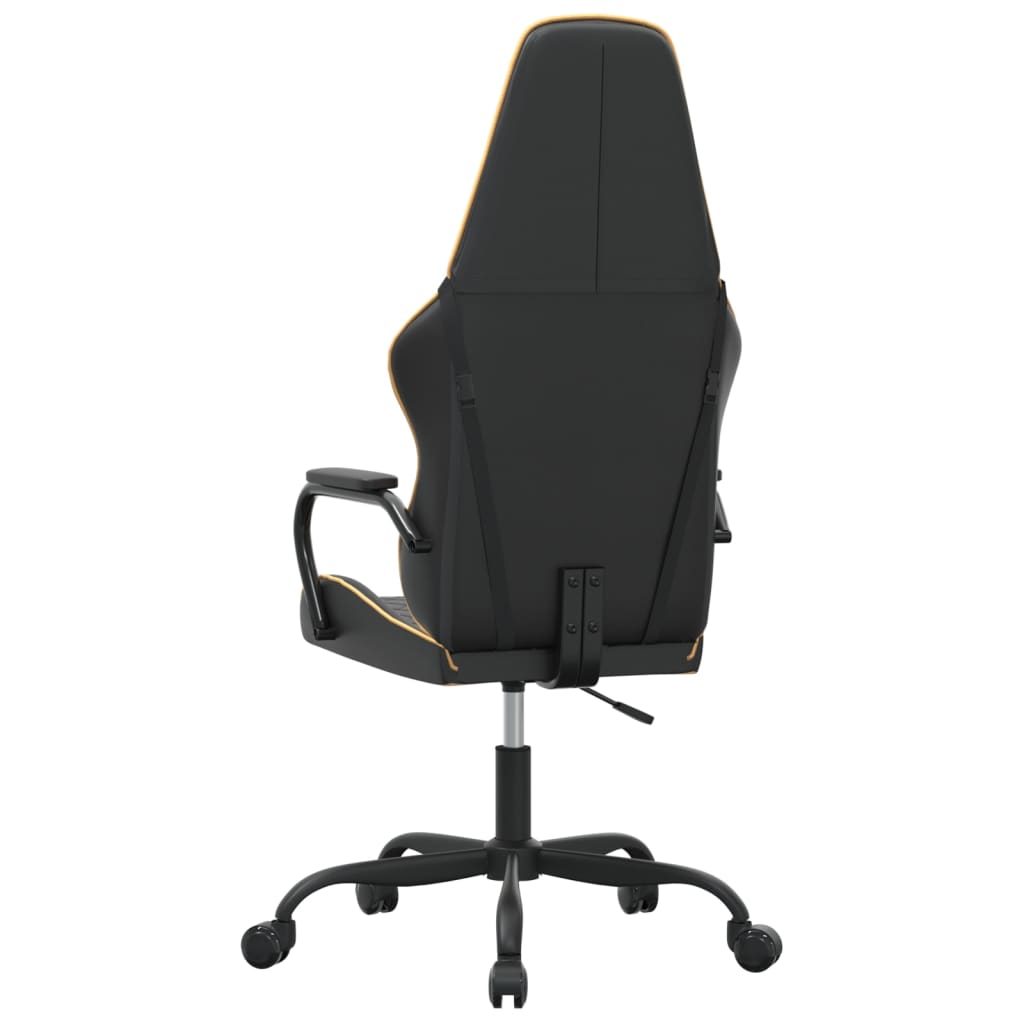 vidaXL Silla gaming cuero sintético negro y dorado