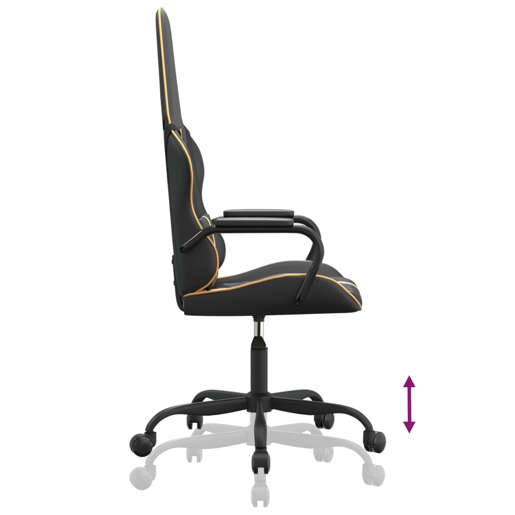 vidaXL Silla gaming cuero sintético negro y dorado