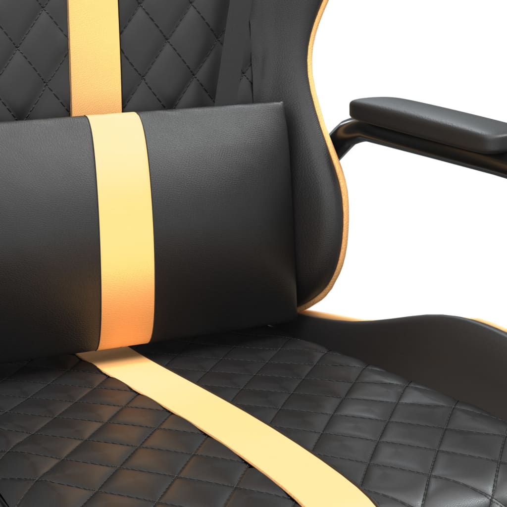 vidaXL Silla gaming cuero sintético negro y dorado