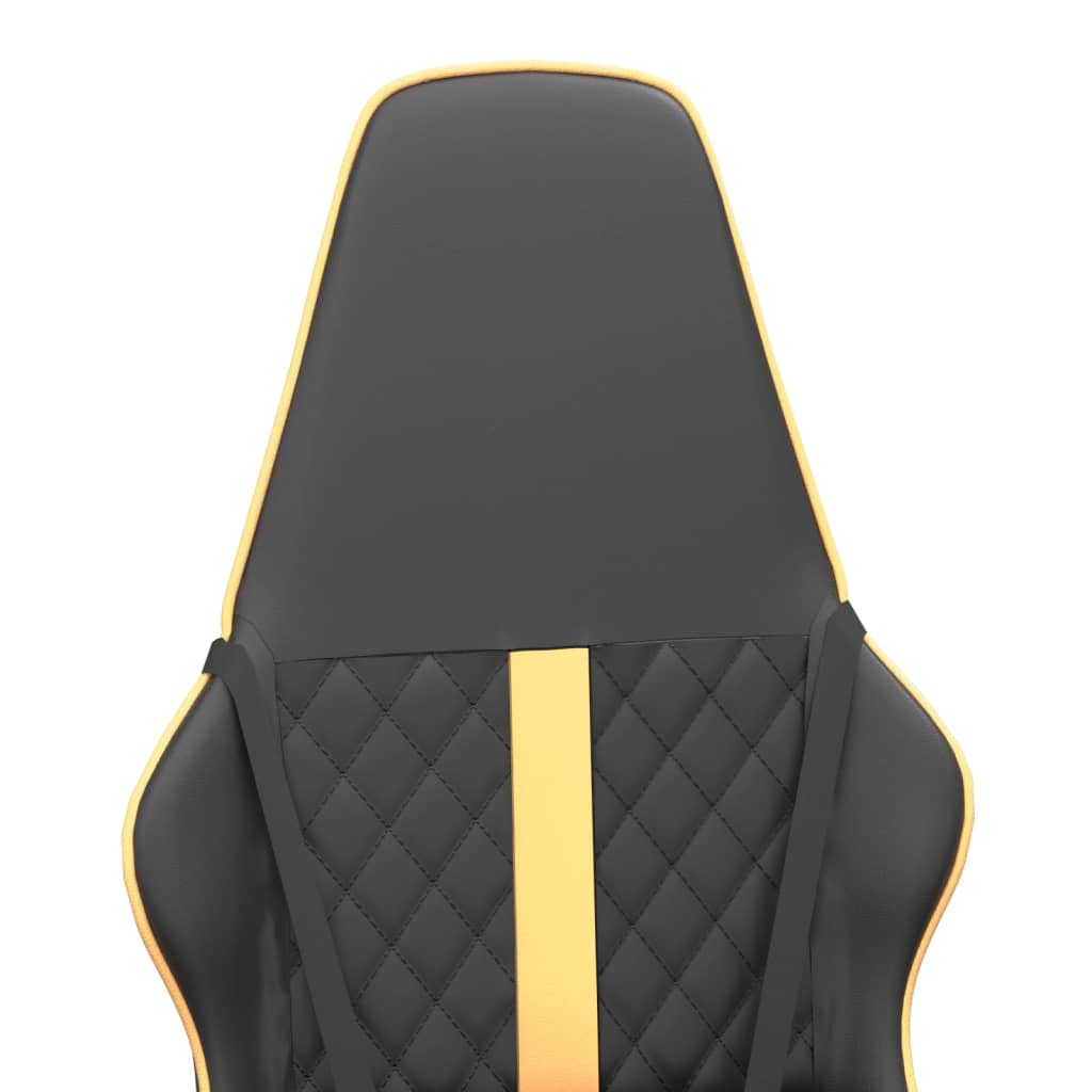 vidaXL Silla gaming cuero sintético negro y dorado