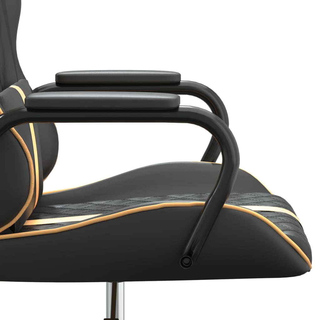 vidaXL Silla gaming cuero sintético negro y dorado