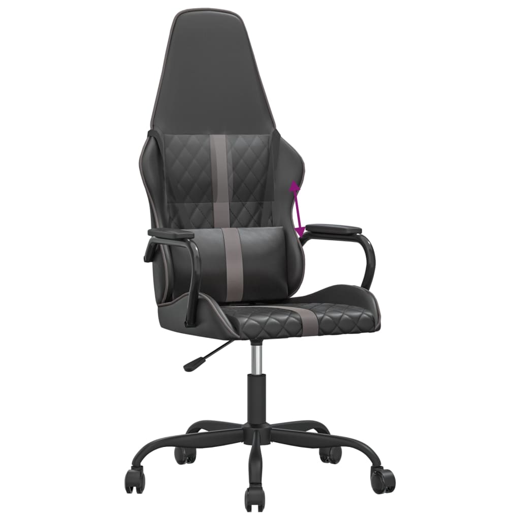 vidaXL Silla gaming cuero sintético negro y gris