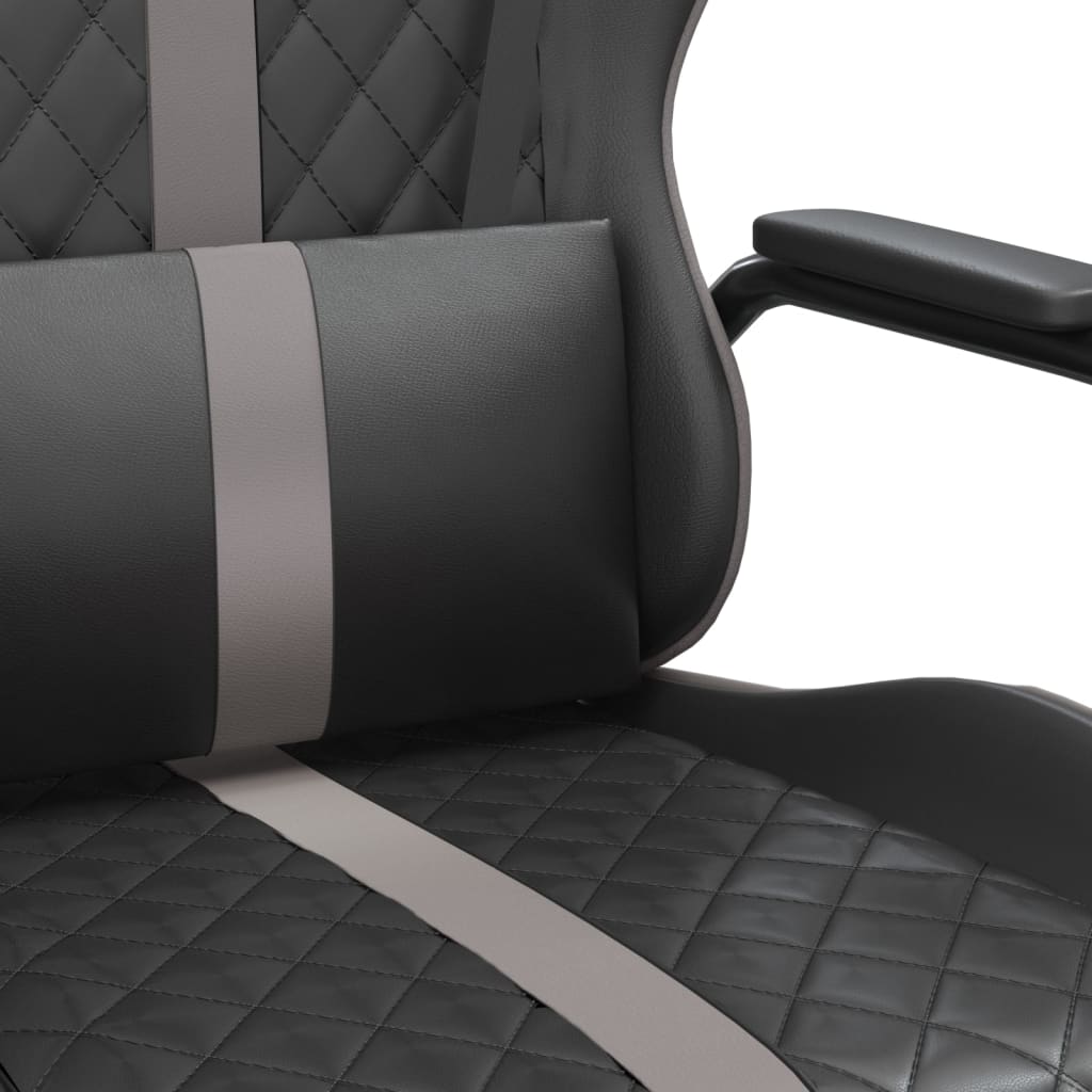 vidaXL Silla gaming cuero sintético negro y gris