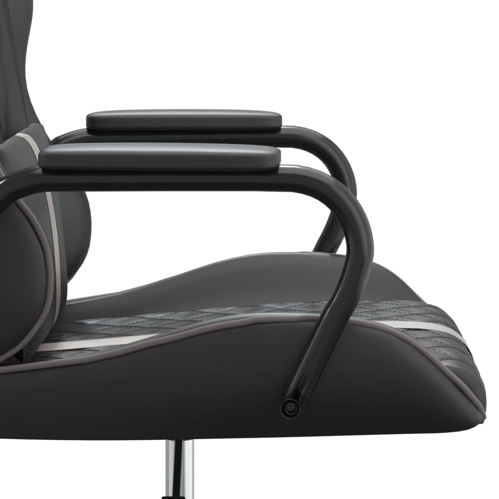 vidaXL Silla gaming cuero sintético negro y gris