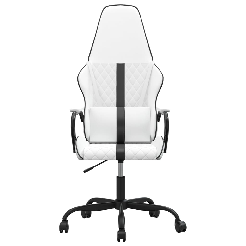 vidaXL Silla gaming cuero sintético blanco y negro