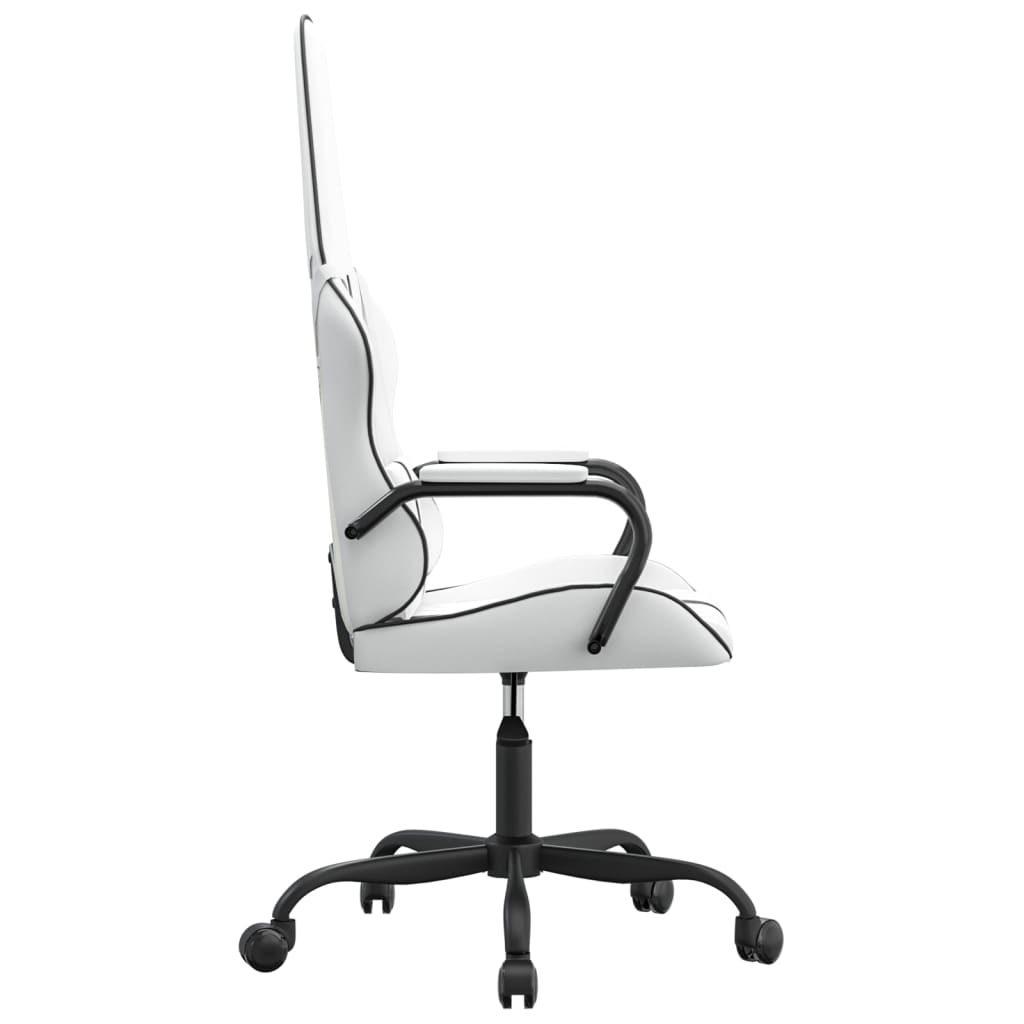 vidaXL Silla gaming cuero sintético blanco y negro