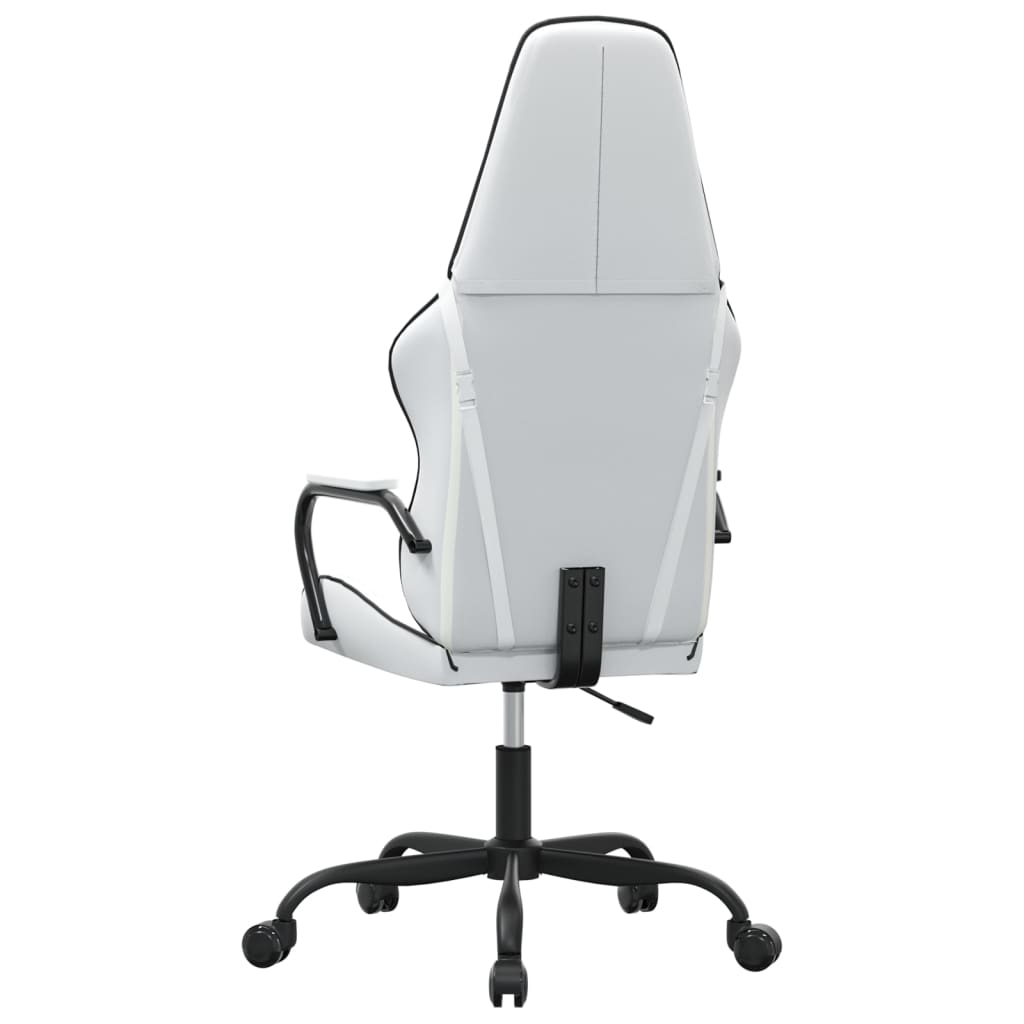 vidaXL Silla gaming cuero sintético blanco y negro