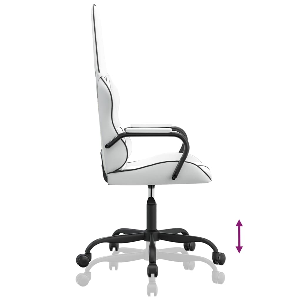 vidaXL Silla gaming cuero sintético blanco y negro