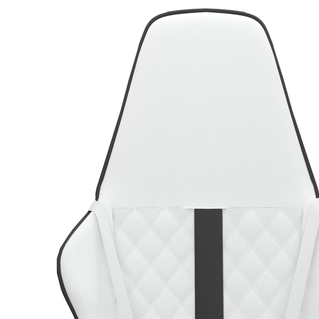 vidaXL Silla gaming cuero sintético blanco y negro