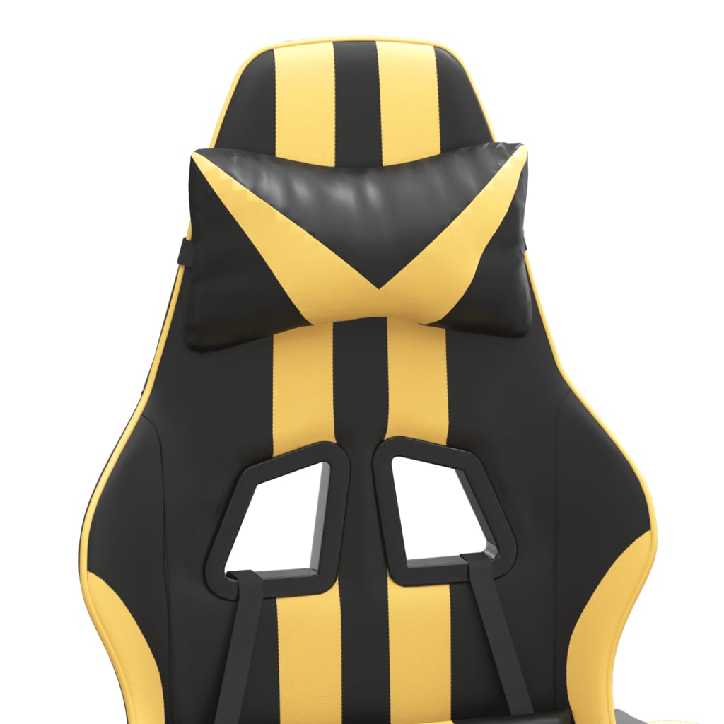 vidaXL Silla gaming cuero sintético negro y dorado