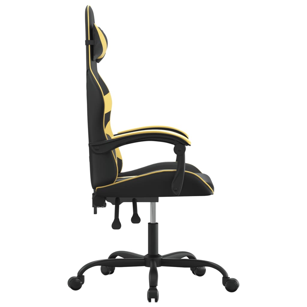 vidaXL Silla gaming cuero sintético negro y dorado