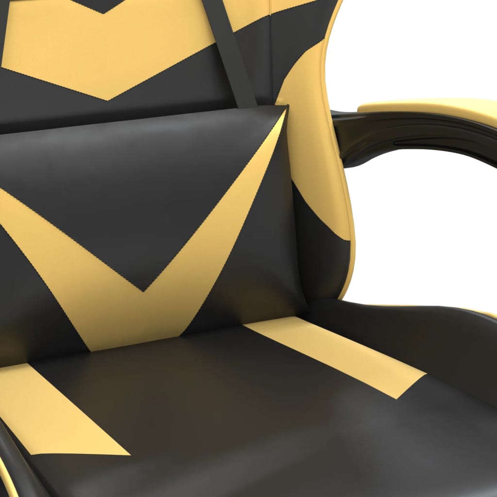 vidaXL Silla gaming cuero sintético negro y dorado