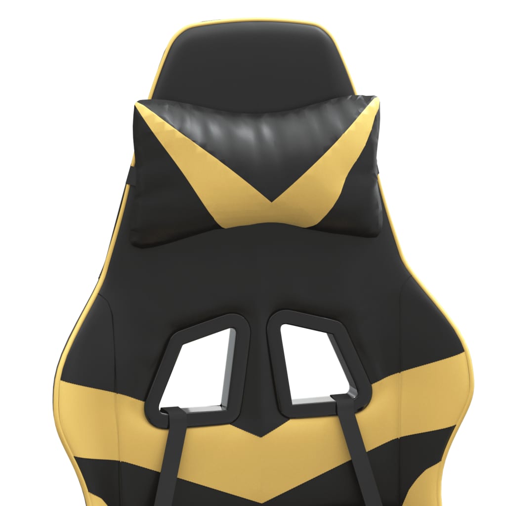 vidaXL Silla gaming cuero sintético negro y dorado