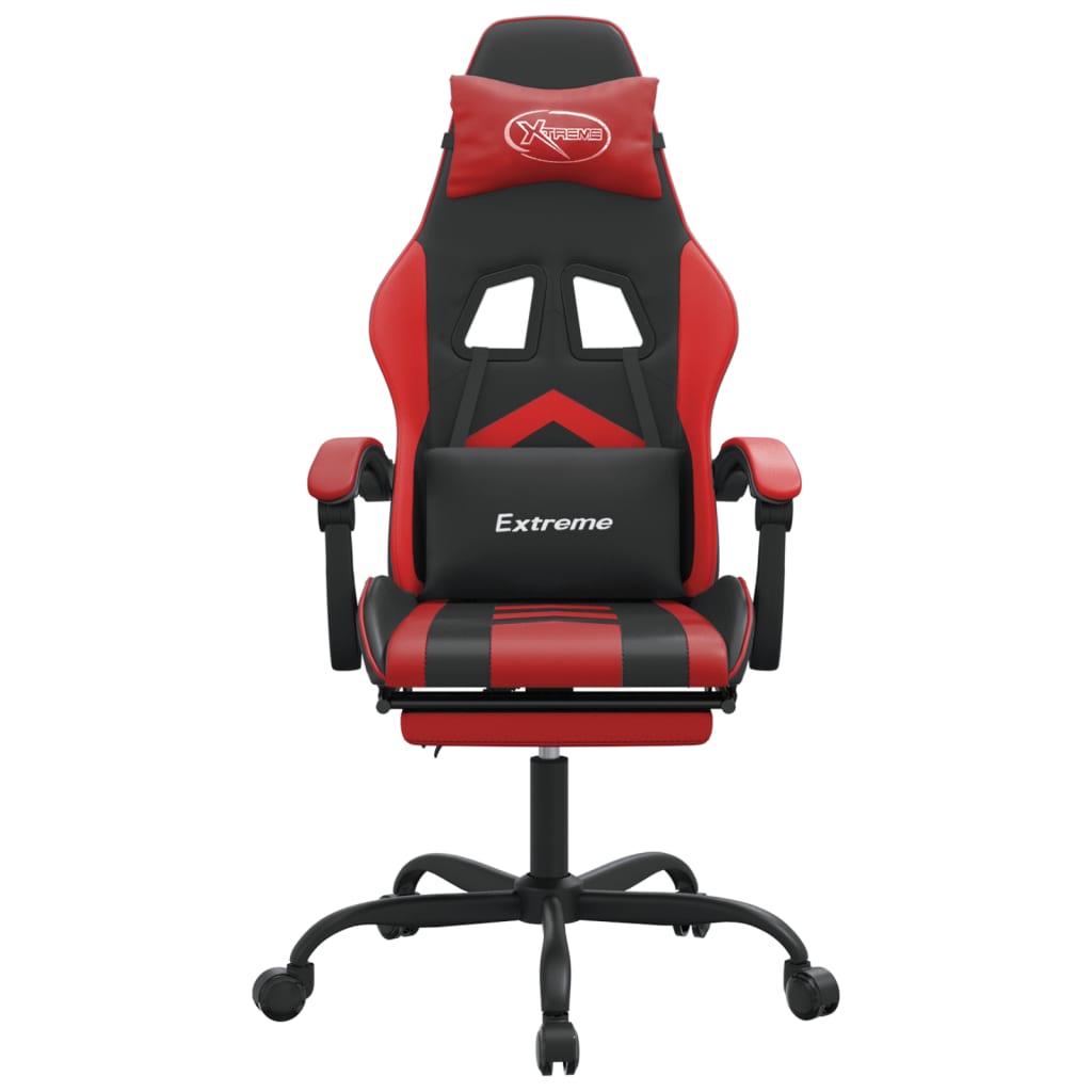 vidaXL Silla gaming con reposapiés cuero sintético negro rojo