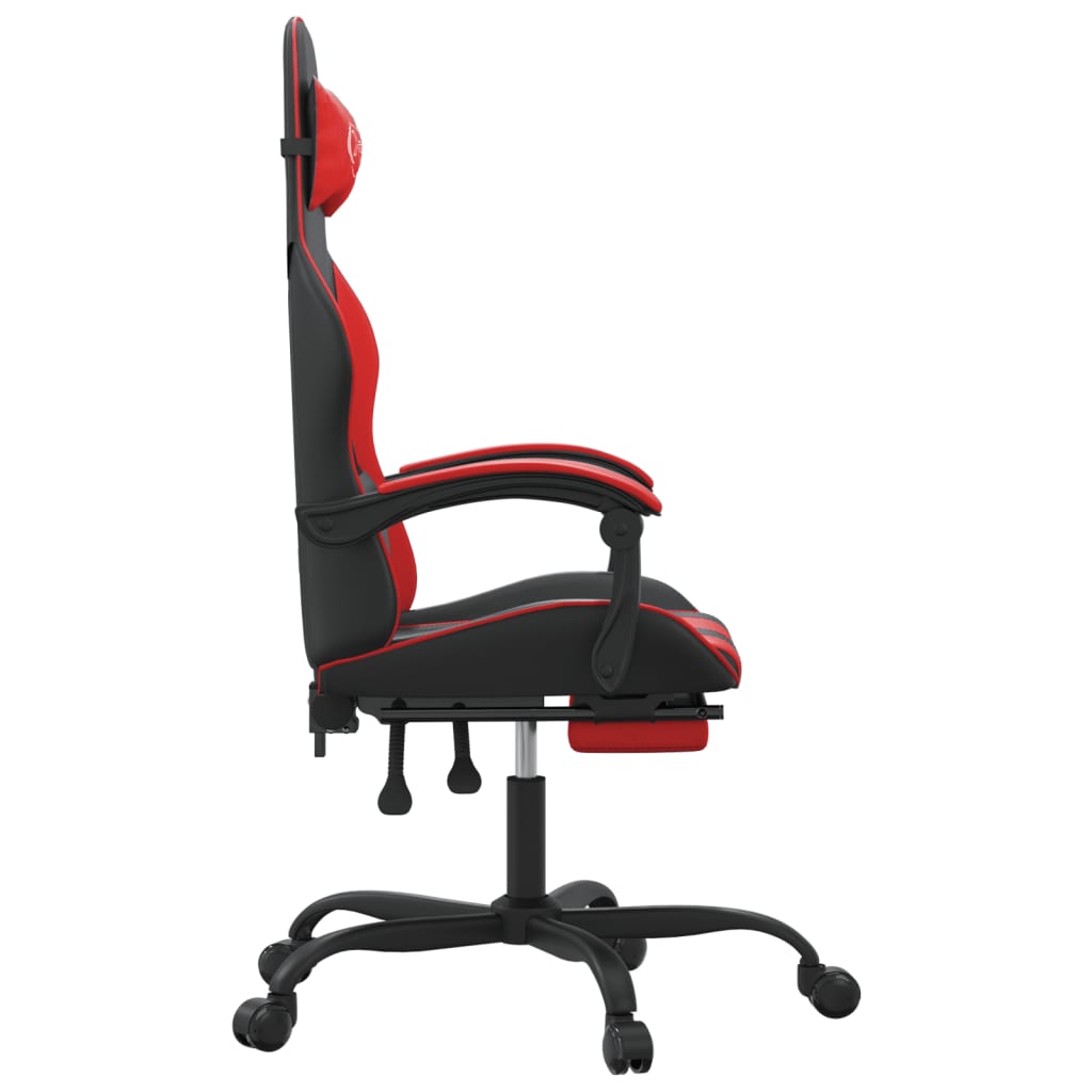 vidaXL Silla gaming con reposapiés cuero sintético negro rojo