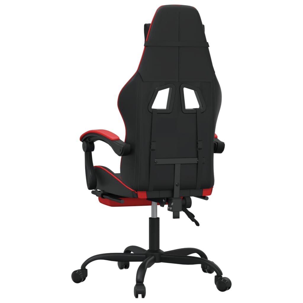 vidaXL Silla gaming con reposapiés cuero sintético negro rojo