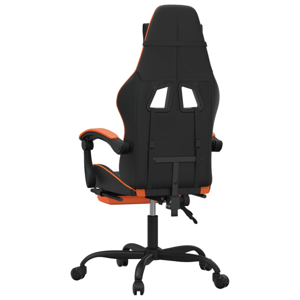 vidaXL Silla gaming con reposapiés cuero sintético negro naranja