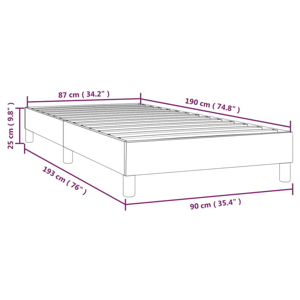 vidaXL Estructura de cama sin colchón terciopelo gris oscuro 90x190 cm