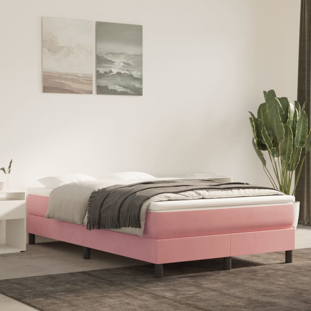 vidaXL Estructura de cama sin colchón terciopelo rosa 120x200 cm