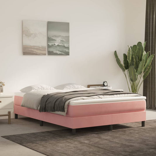 vidaXL Estructura de cama sin colchón terciopelo rosa 140x190 cm