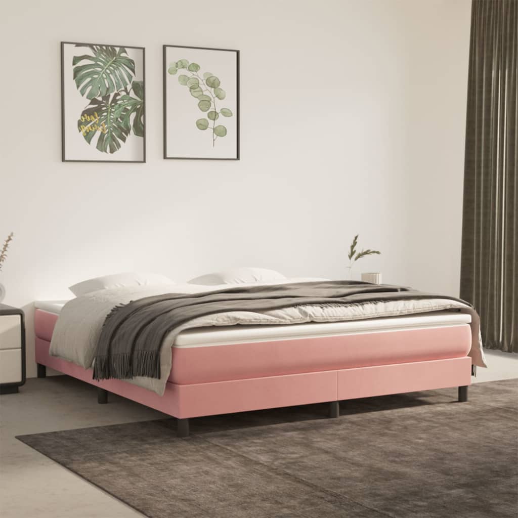 vidaXL Estructura de cama sin colchón terciopelo rosa 160x200 cm