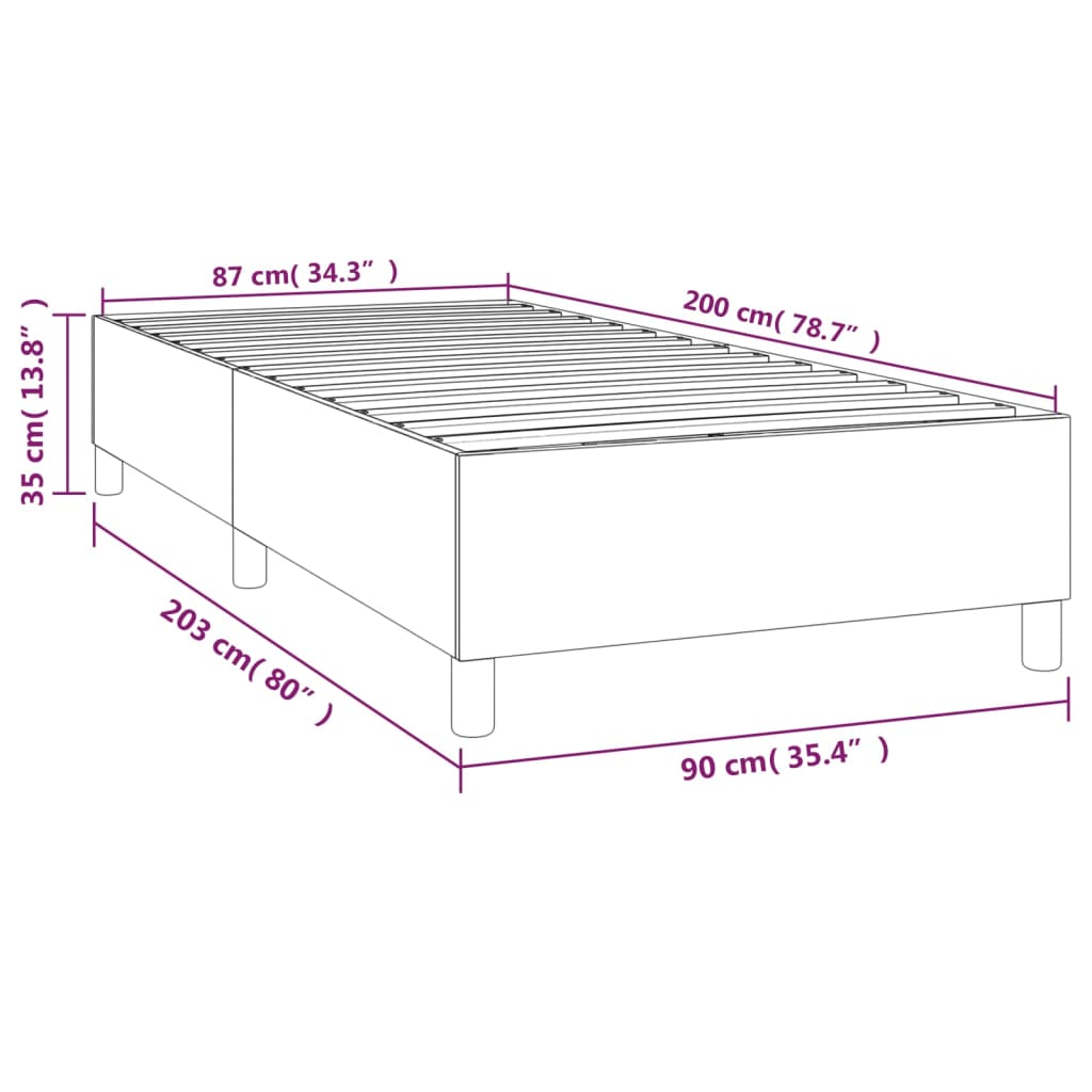 vidaXL Estructura de cama sin colchón terciopelo gris oscuro 90x200 cm