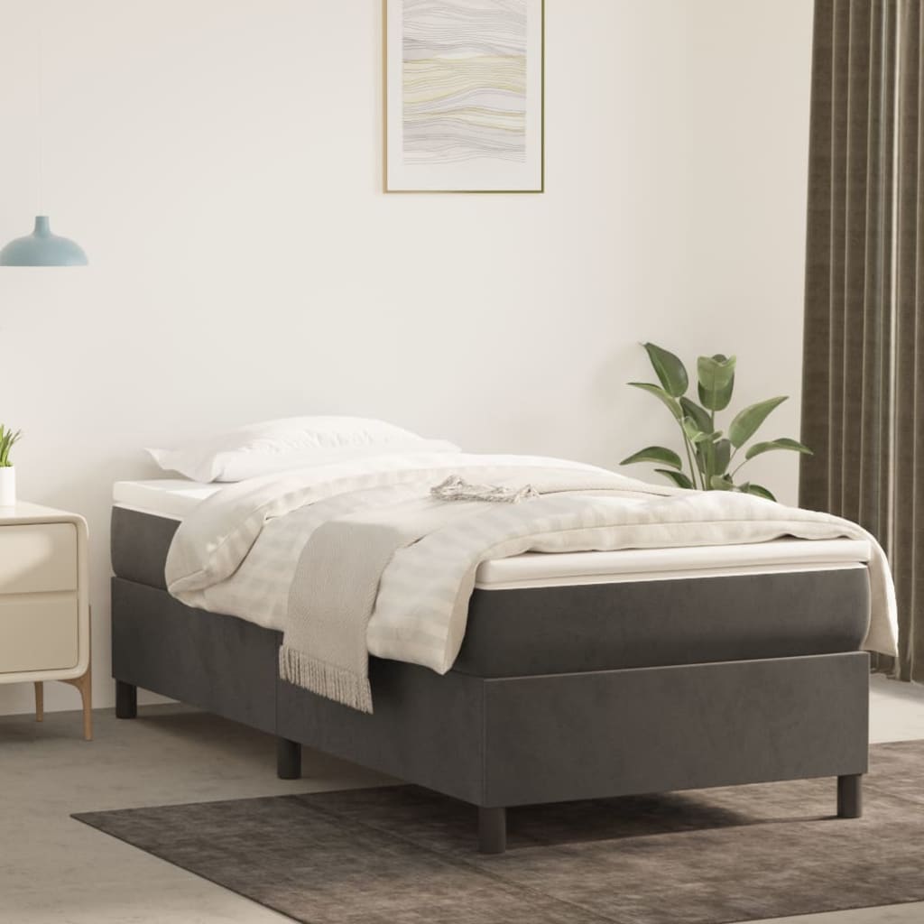 vidaXL Estructura de cama sin colchón terciopelo gris oscuro 90x200 cm