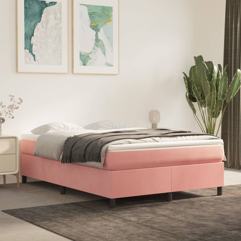 vidaXL Estructura de cama sin colchón terciopelo rosa 140x190 cm