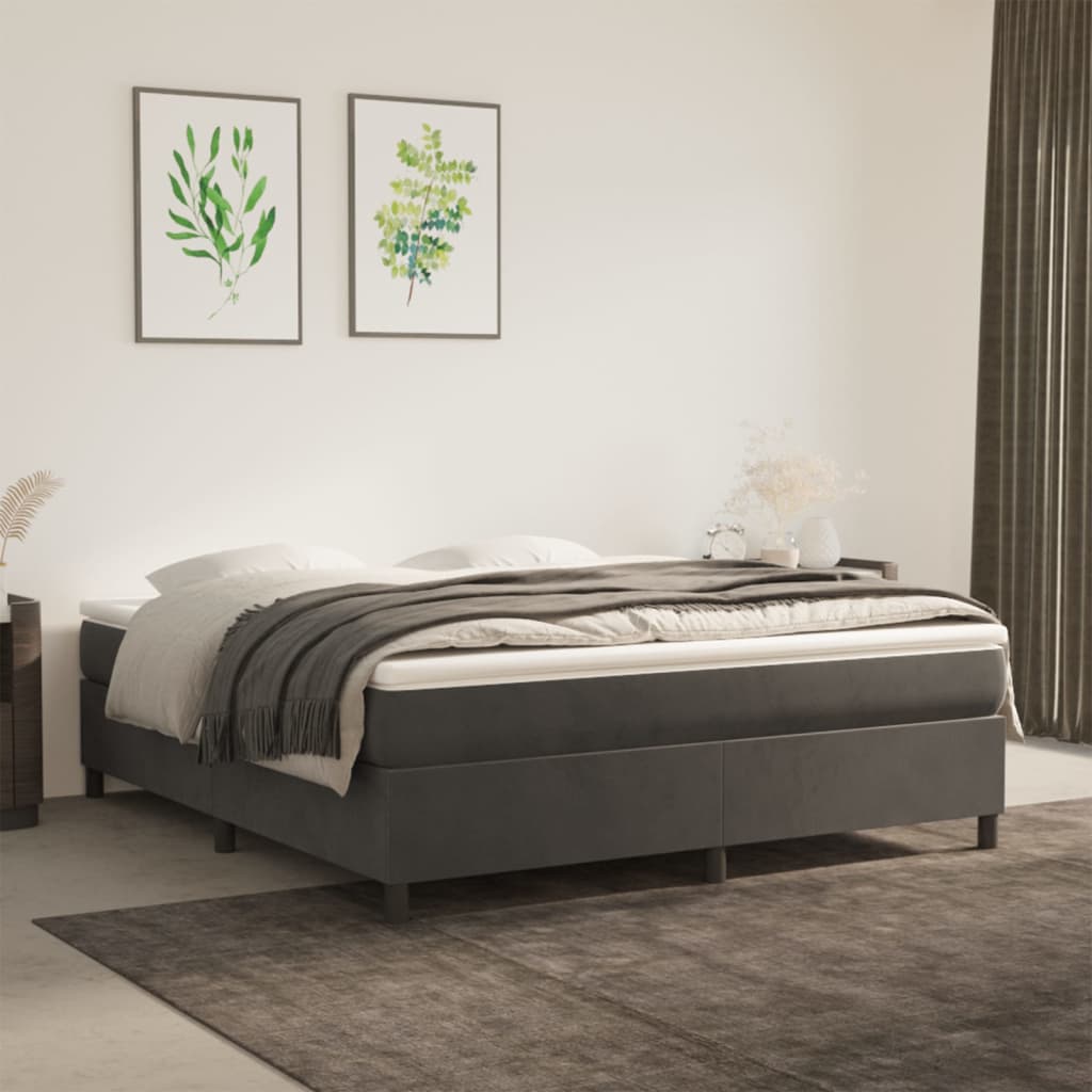 vidaXL Estructura de cama sin colchón terciopelo gris oscuro 160x200cm