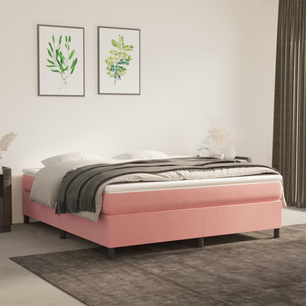 vidaXL Estructura de cama sin colchón terciopelo rosa 160x200 cm