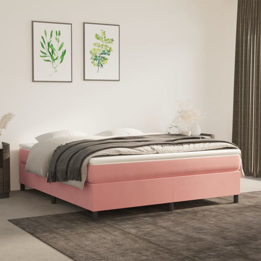 vidaXL Estructura de cama sin colchón terciopelo rosa 160x200 cm