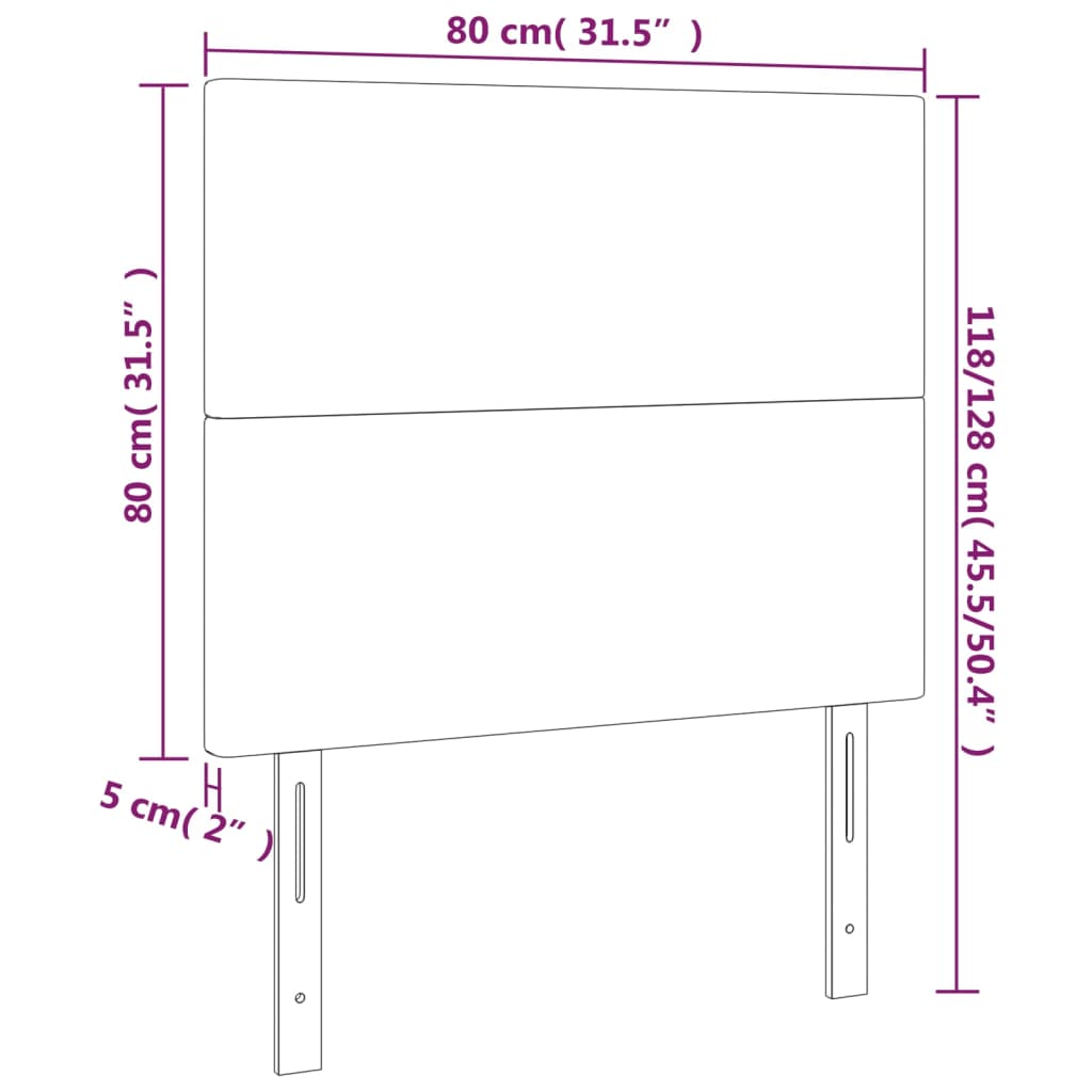 vidaXL Cabeceros 2 unidades de tela gris claro 80x5x78/88 cm