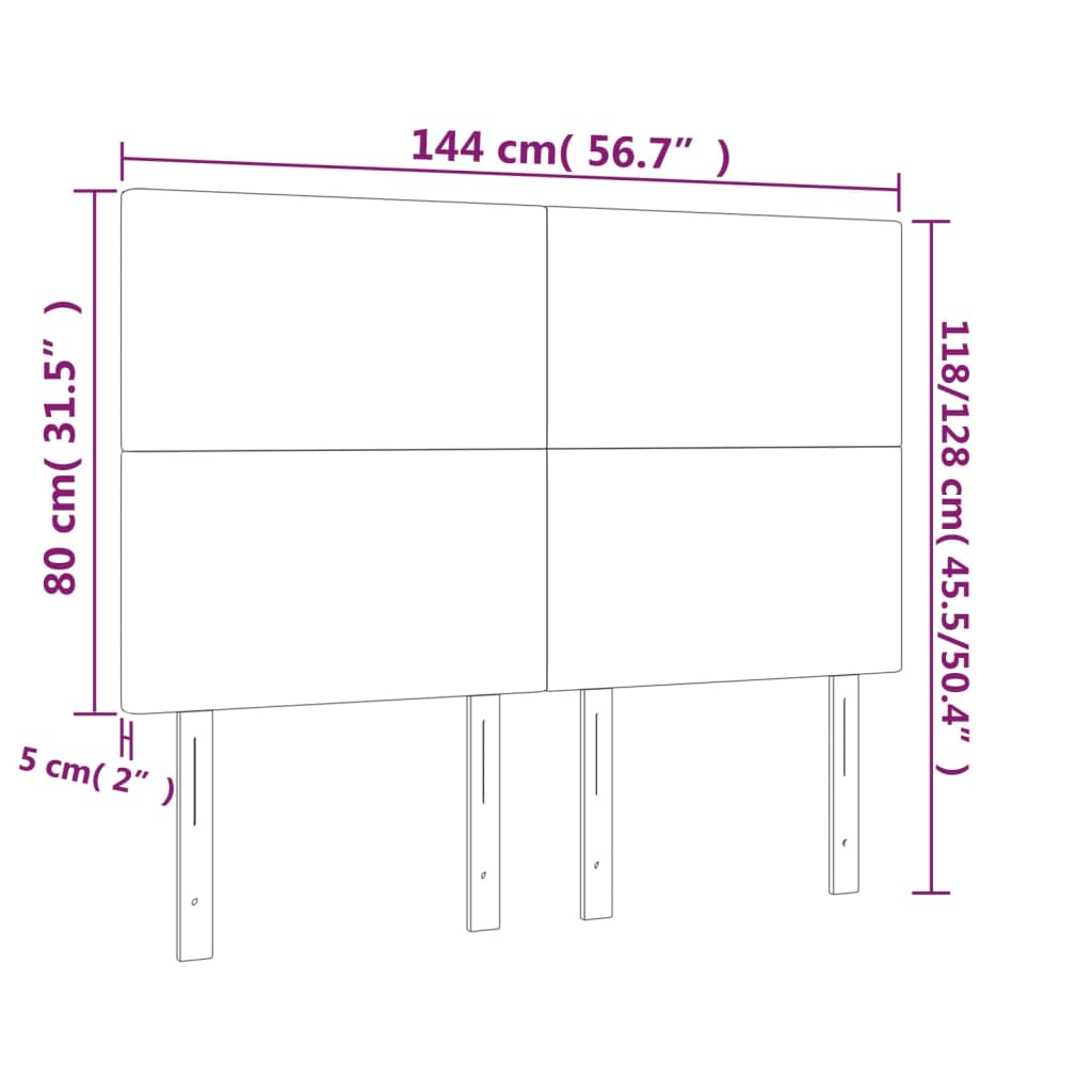 vidaXL Cabeceros 4 unidades tela gris oscuro 72x5x78/88 cm