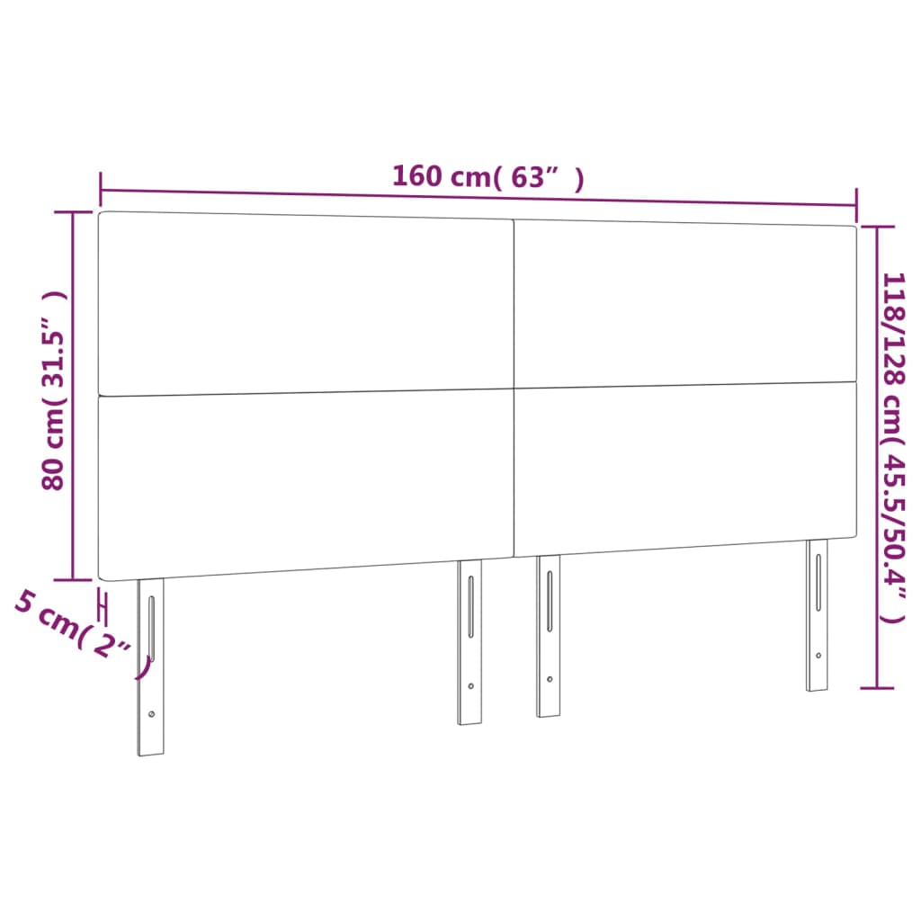 vidaXL Cabeceros 4 unidades de tela gris claro 80x5x78/88 cm