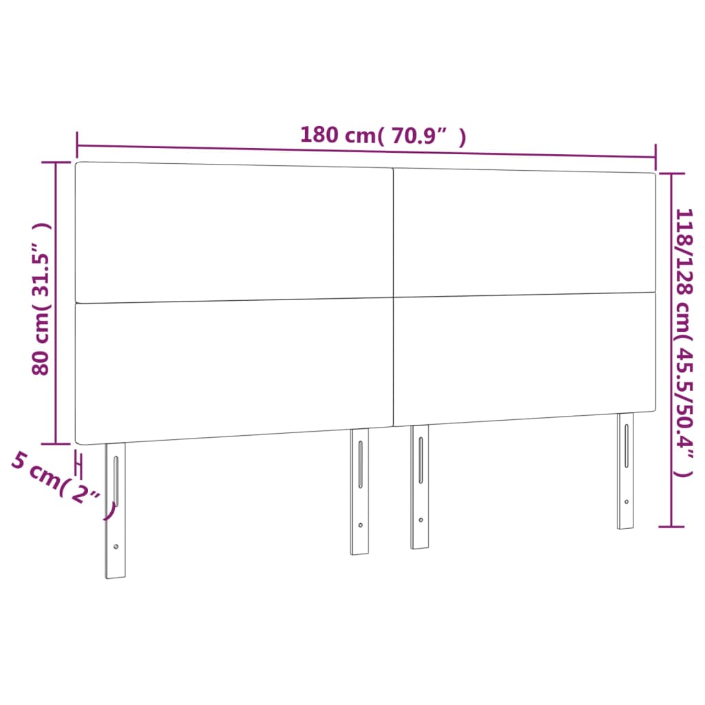 vidaXL Cabeceros 4 unidades de tela gris claro 90x5x78/88 cm