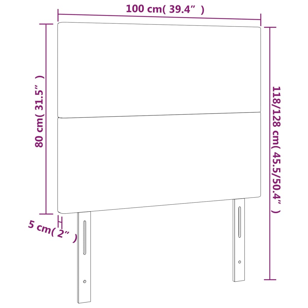 vidaXL Cabeceros 2 unidades de terciopelo gris claro 100x5x78/88 cm