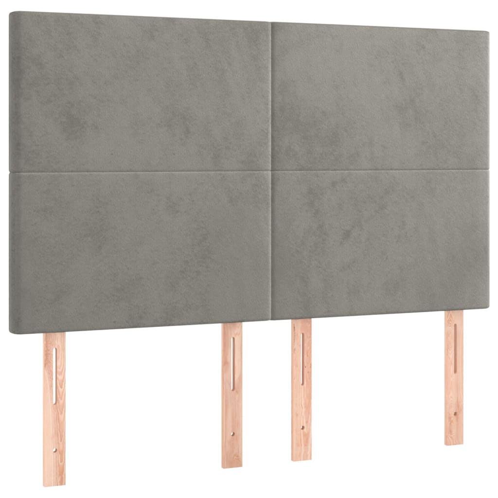 vidaXL Cabeceros 4 unidades terciopelo gris claro 72x5x78/88 cm