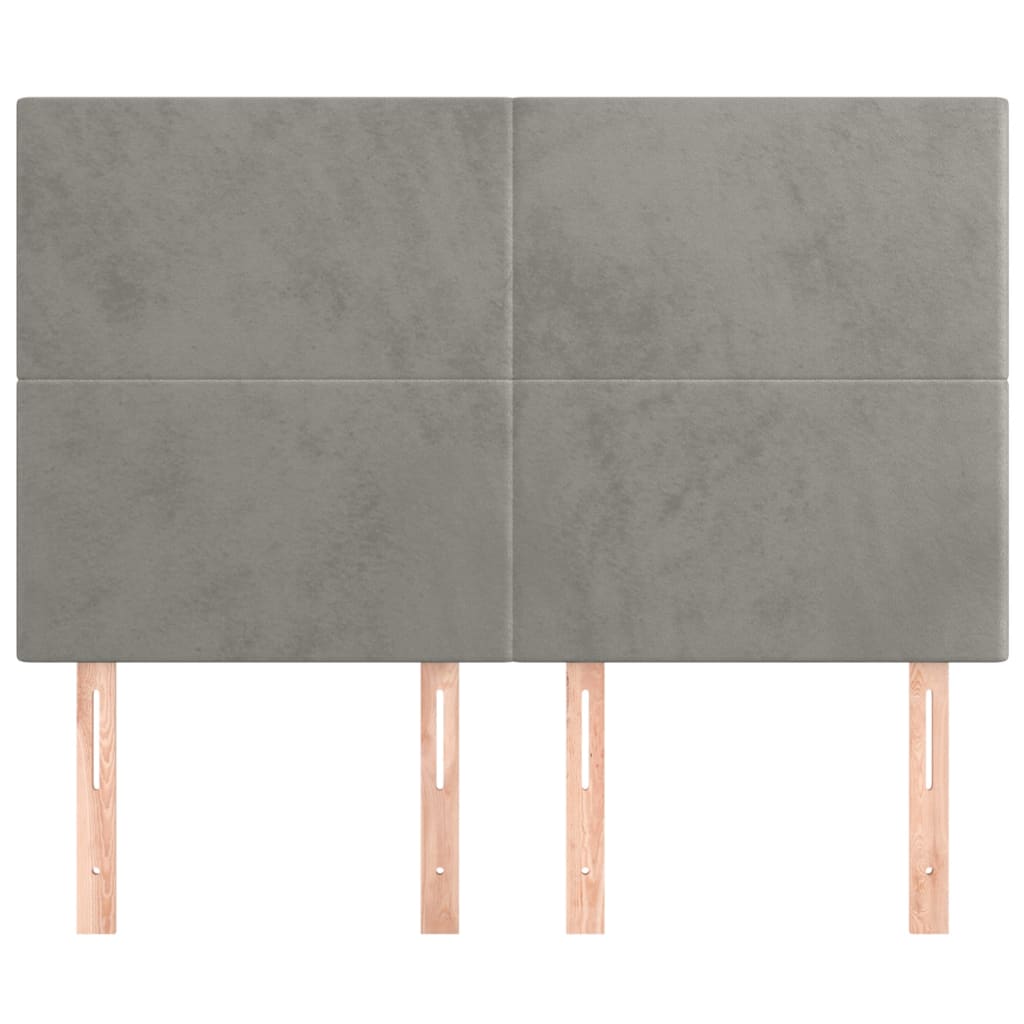 vidaXL Cabeceros 4 unidades terciopelo gris claro 72x5x78/88 cm