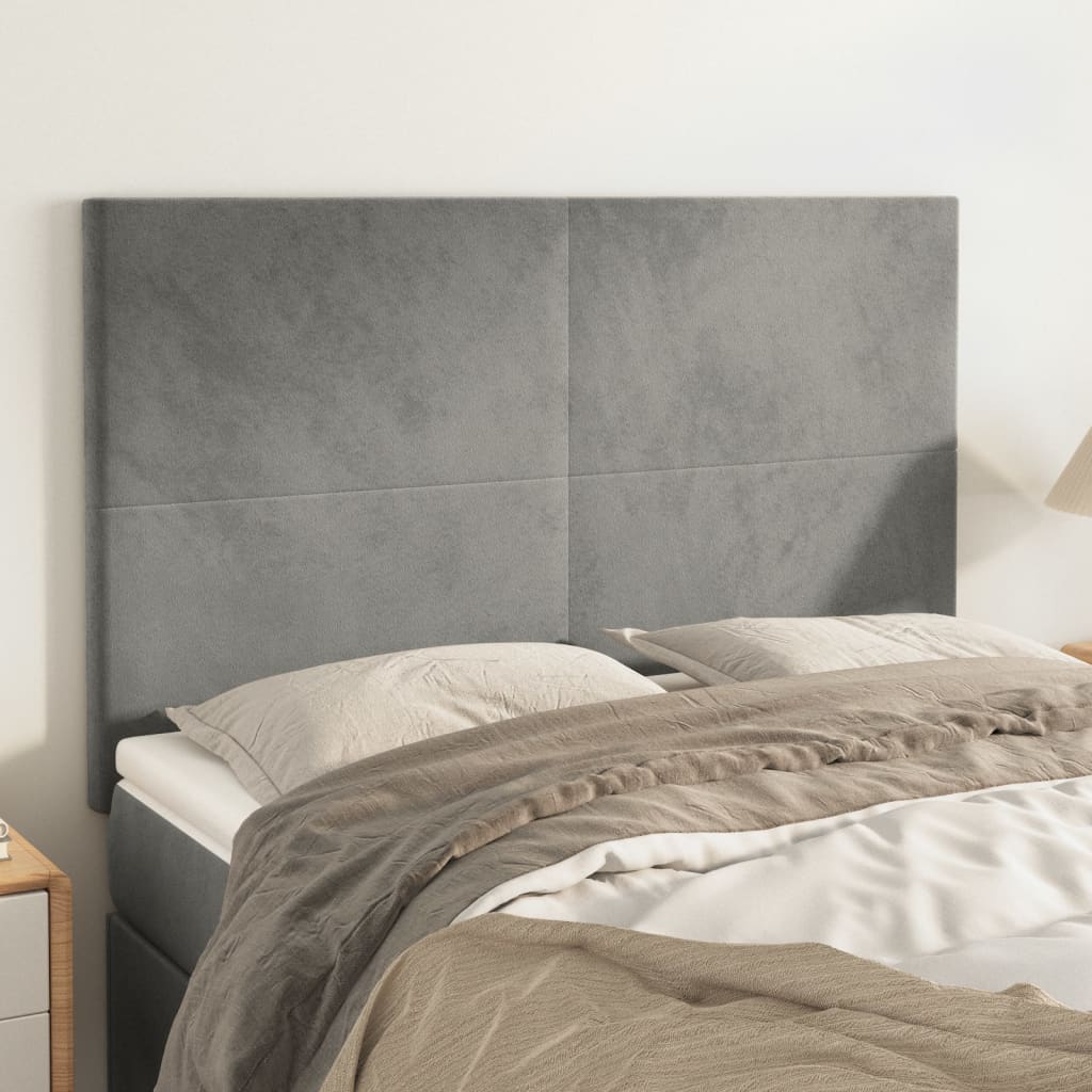 vidaXL Cabeceros 4 unidades terciopelo gris claro 72x5x78/88 cm