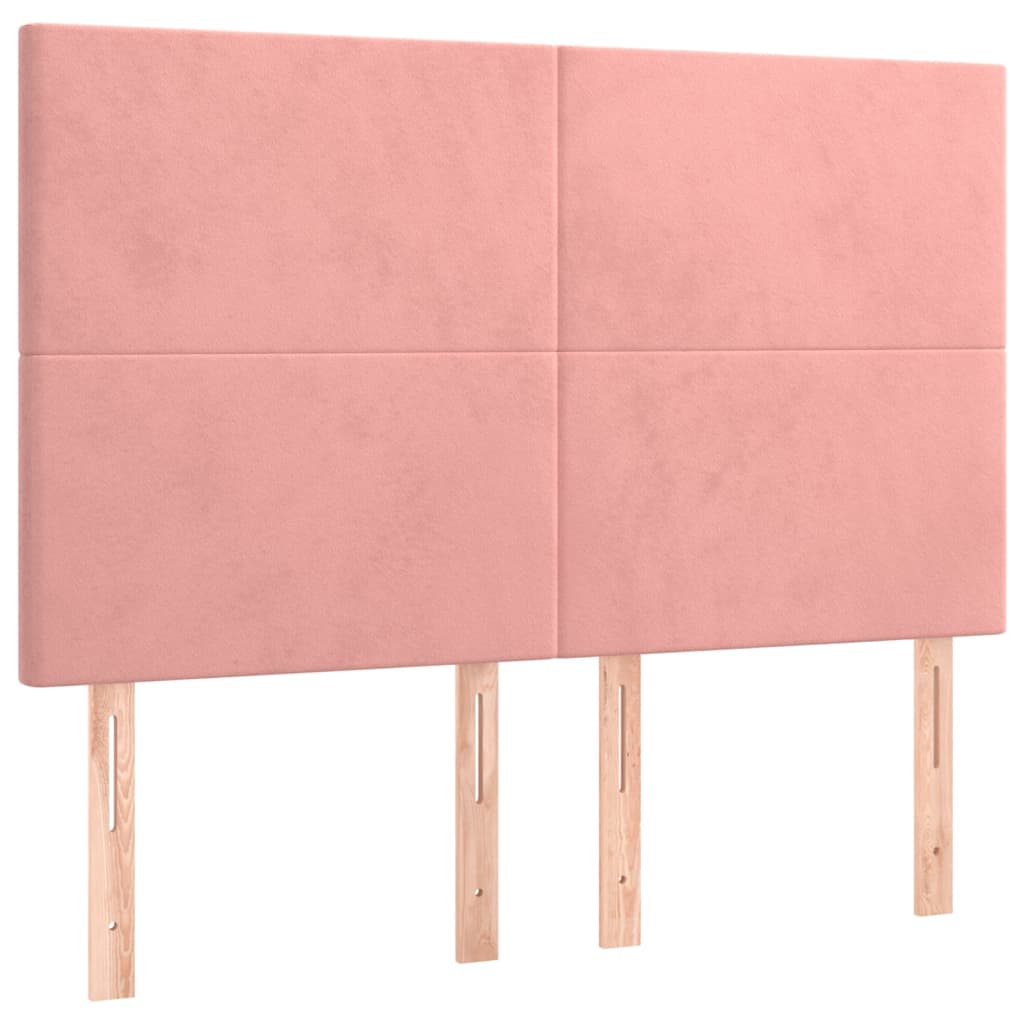 vidaXL Cabeceros 4 unidades terciopelo rosa 72x5x78/88 cm